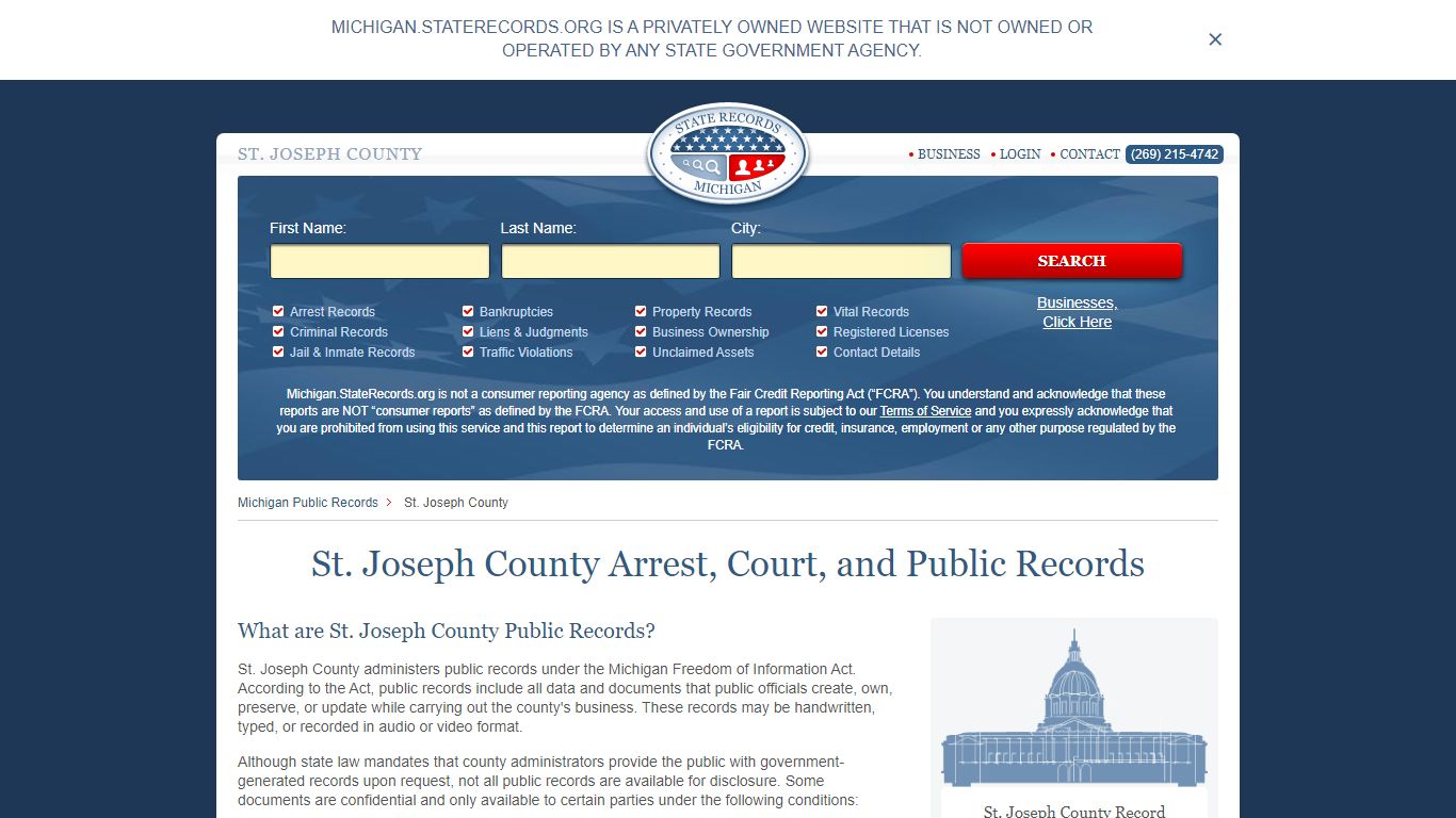 St. Joseph County Arrest, Court, and Public Records